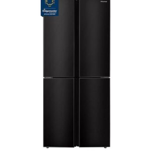 Fridgemaster MQ79394EB 80cm Cross Door, American Fridge Freezer - Black